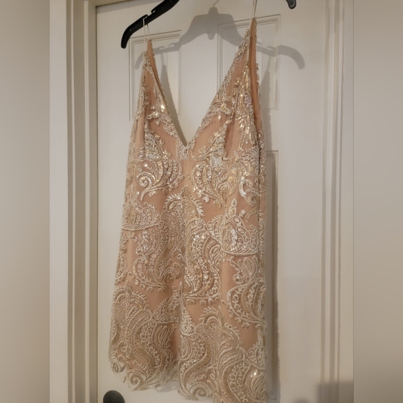 Free People Night Shimmer Dress | Beige | Size 6/8 - Picture 3 of 11